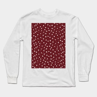 Snowflakes and dots - burgundy and white Long Sleeve T-Shirt